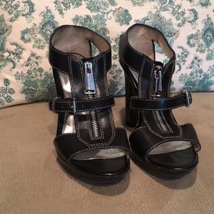 Michael Kors Leather zip-up block heel sandal